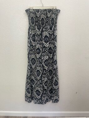OP Smocked Black and White Print Strapless Maxi Dress Size L (11-13)